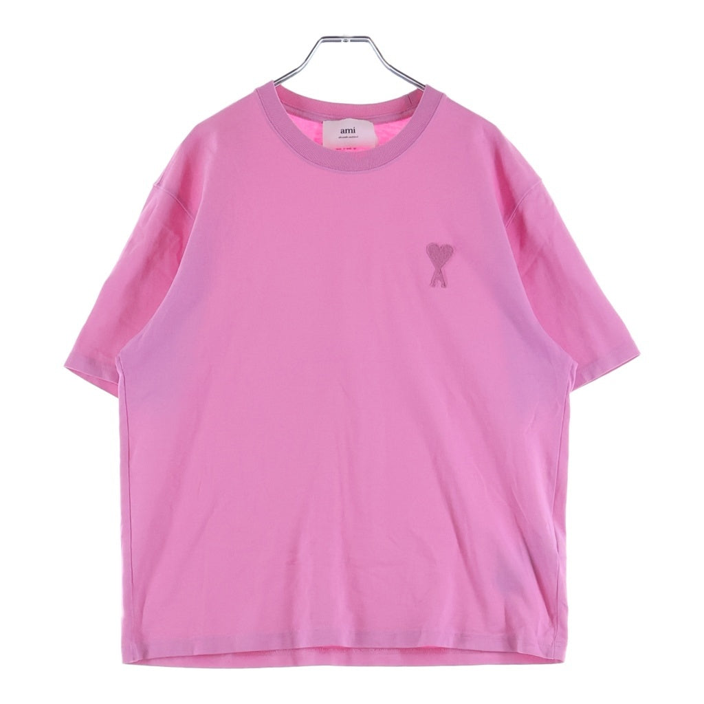 AMI Alexandre Mattiussi(アミアレクサンドルマテュッシ) T-Shirt ハートロゴ刺繍 半袖Tシャツ ピンク UTS004.726