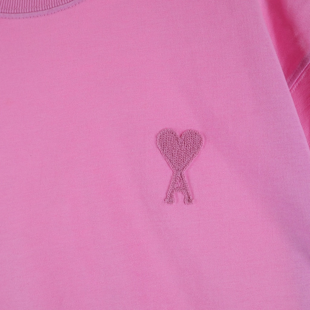 AMI Alexandre Mattiussi(アミアレクサンドルマテュッシ) T-Shirt ハートロゴ刺繍 半袖Tシャツ ピンク UTS004.726