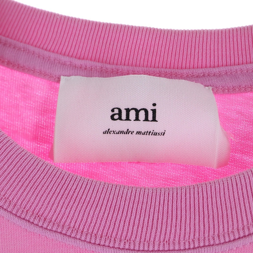 AMI Alexandre Mattiussi(アミアレクサンドルマテュッシ) T-Shirt ハートロゴ刺繍 半袖Tシャツ ピンク UTS004.726