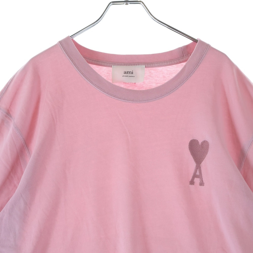 AMI Alexandre Mattiussi(アミアレクサンドルマテュッシ) T-Shirt ハートロゴ刺繍 半袖Tシャツ ピンク E22UTS002.726