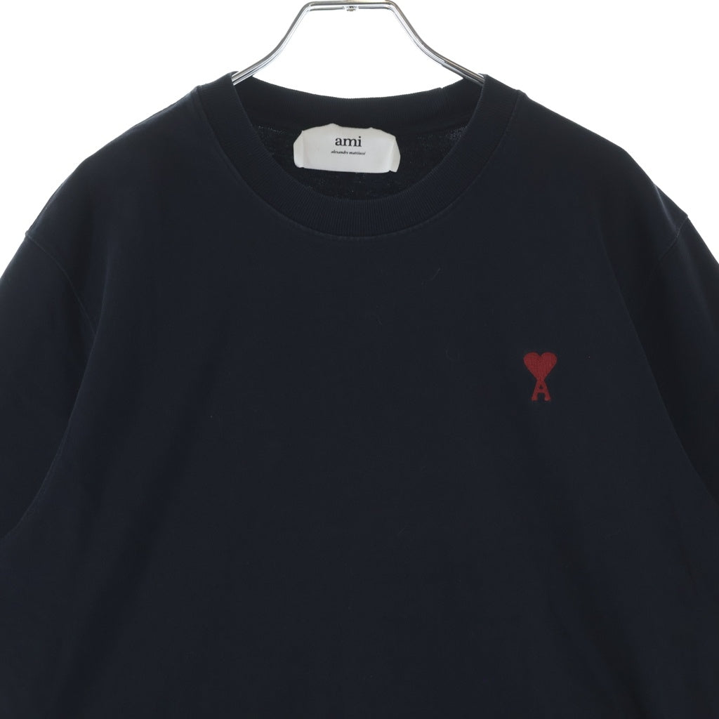 AMI Alexandre Mattiussi(アミアレクサンドルマテュッシ) T-Shirt ハートロゴ刺繍 半袖Tシャツ ブラック BFUTS005.726