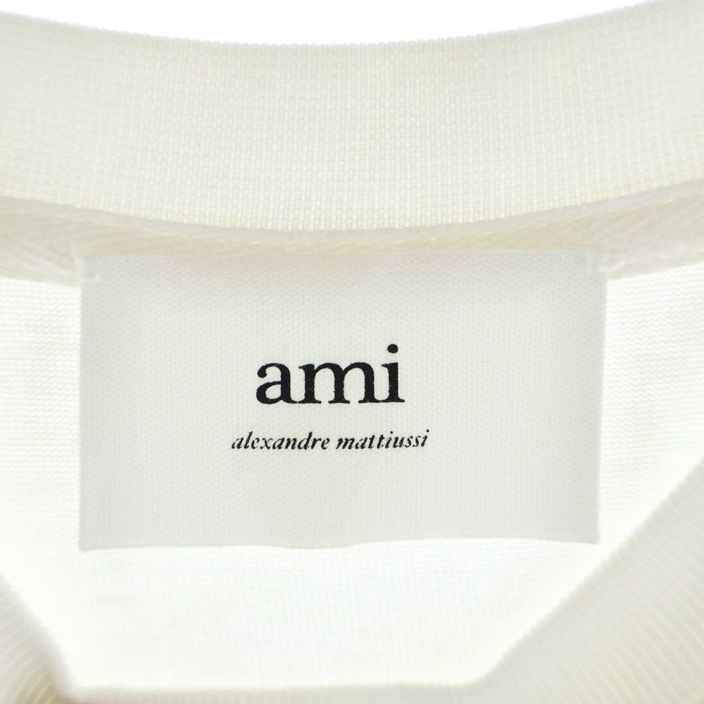 AMI Alexandre Mattiussi(アミアレクサンドルマテュッシ) L/S T-Shirt ハートロゴ刺繍 ボーダー長袖Tシャツ ロンT ホワイト UTS300.072
