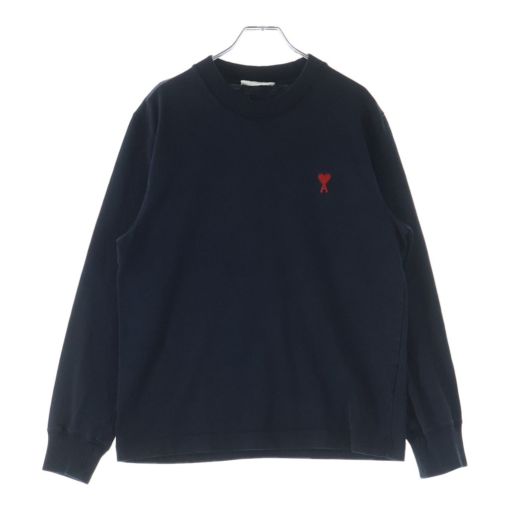 AMI Alexandre Mattiussi(アミアレクサンドルマテュッシ) L/S T-Shirt ハートロゴ刺繍 長袖Tシャツ ロンT ブラック E22UTS200.701