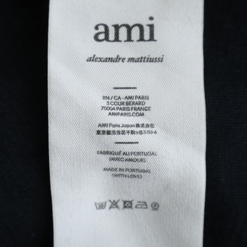 AMI Alexandre Mattiussi(アミアレクサンドルマテュッシ) L/S T-Shirt ハートロゴ刺繍 長袖Tシャツ ロンT ブラック E22UTS200.701