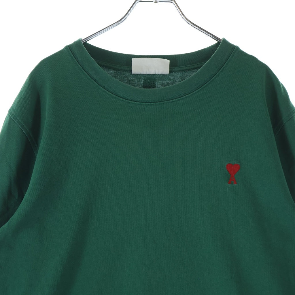 AMI Alexandre Mattiussi(アミアレクサンドルマテュッシ) L/S T-Shirt ハートロゴ刺繍 長袖Tシャツ ロンT グリーン A21HJ005.701