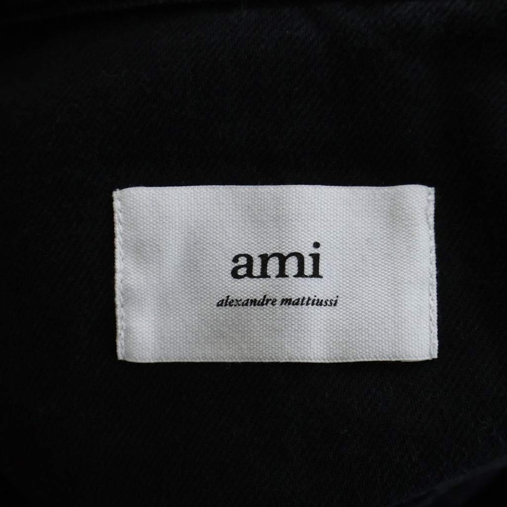 AMI Alexandre Mattiussi(アミアレクサンドルマテュッシ) Denim Shirt ハートロゴ刺繍 長袖デニムシャツ ブラック HSH114.660