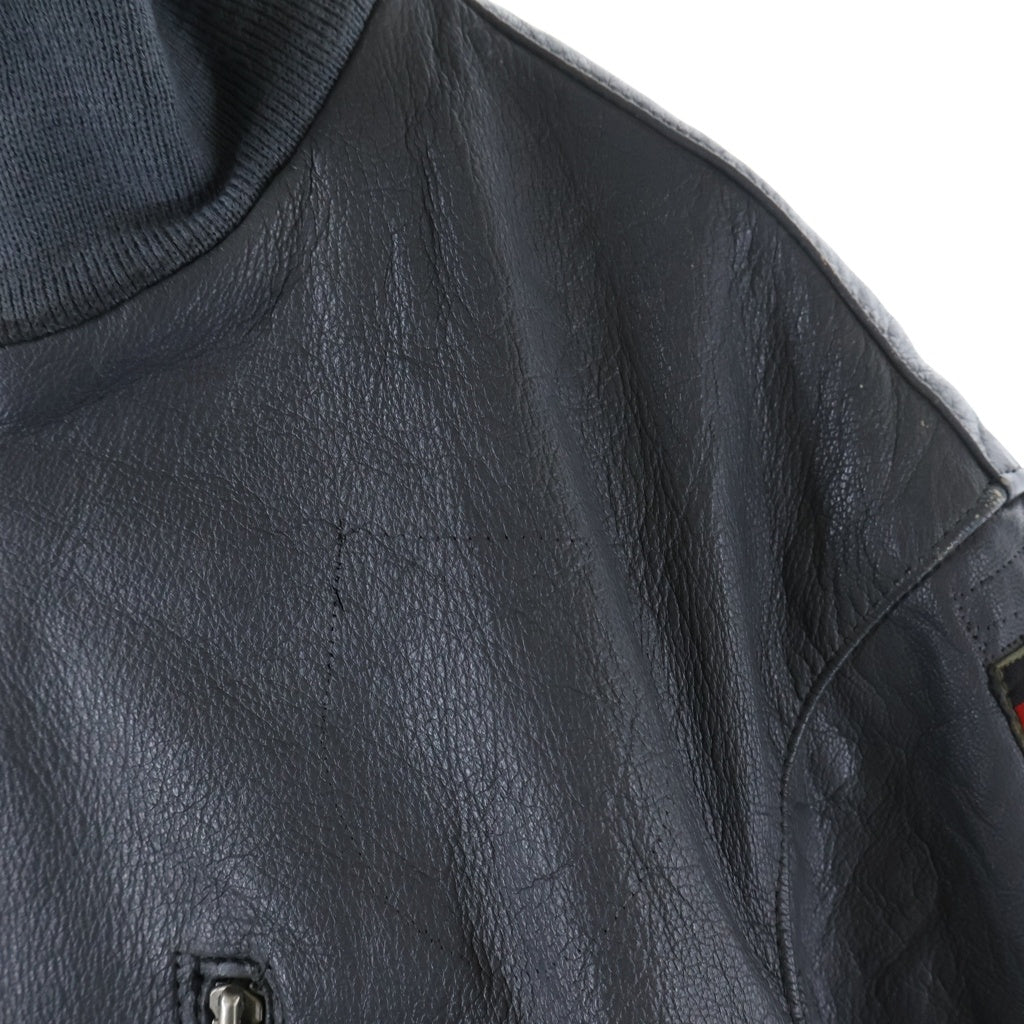 VINTAGE(ヴィンテージ) 70S PAUL SCHULZE BRAKE ヴィンテージ ドイツ軍 ワッペンデザイン ジップアップ レザー パイロットブルゾン グレー