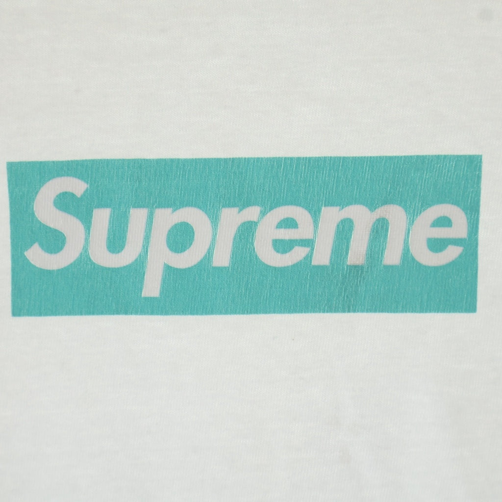 SUPREME(シュプリーム) 21AW ×Tiffany&Co Box Logo Tee ティファニー ボックスロゴ クルーネック コットン 半袖Tシャツ カットソー ホワイト