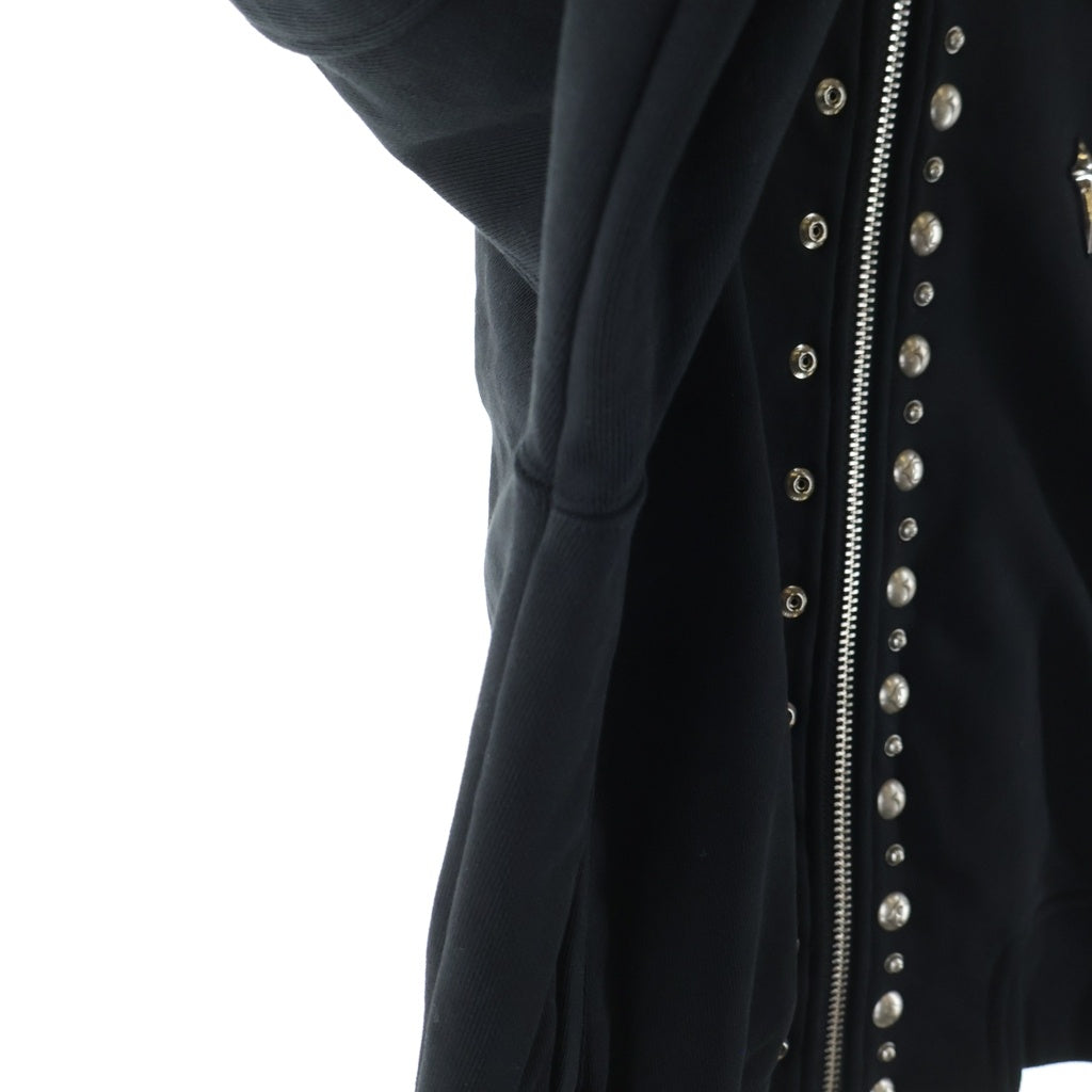 THUG CLUB(サグクラブ) 26SS TC STUDDED LINE CROPPED ZIP-UP HOODIE TC26SS0902W スタッズ クロップド ジップアップフーディ パーカー ブラック