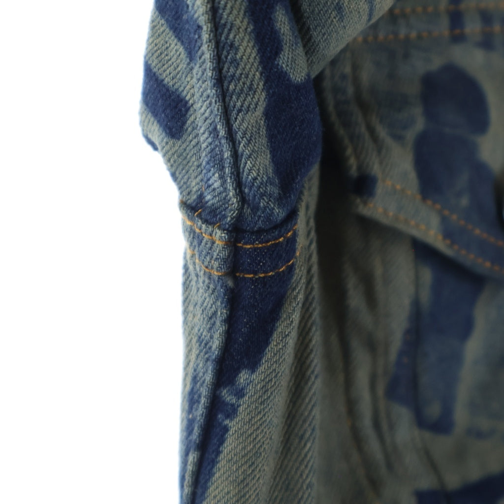 Jean Paul GAULTIER(ジャンポールゴルチエ) Fitted Newspaper Print Denim Jacket 26/01-W-JA033-D027 ニュースペーパー プリント クロップドデニムジャケット レディース インディゴ