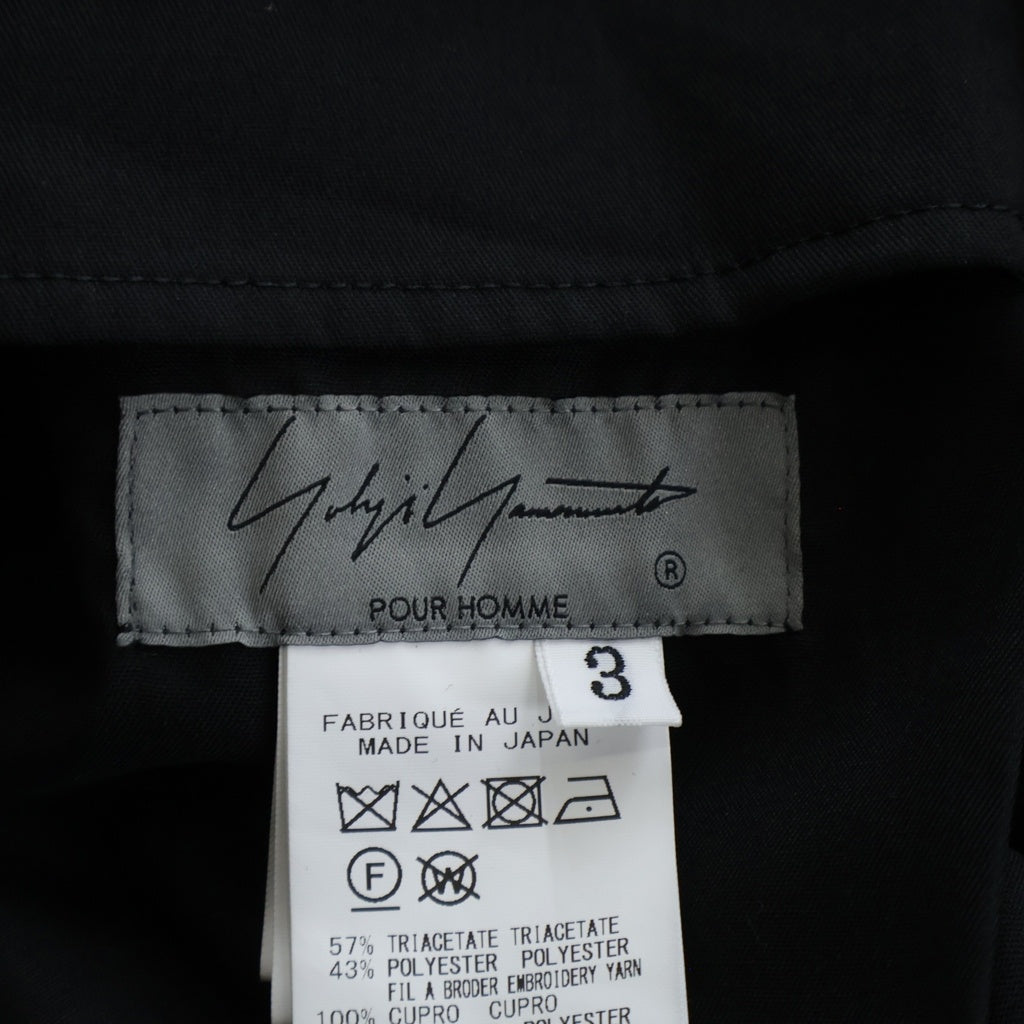 Yohji Yamamoto POUR HOMME(ヨウジヤマモト プールオム) 26SS TA TUXEDO EMBROIDERED BALLOON PANTS HK-P73-510 タキシード エンブロイダリー バルーンパンツ ブラック