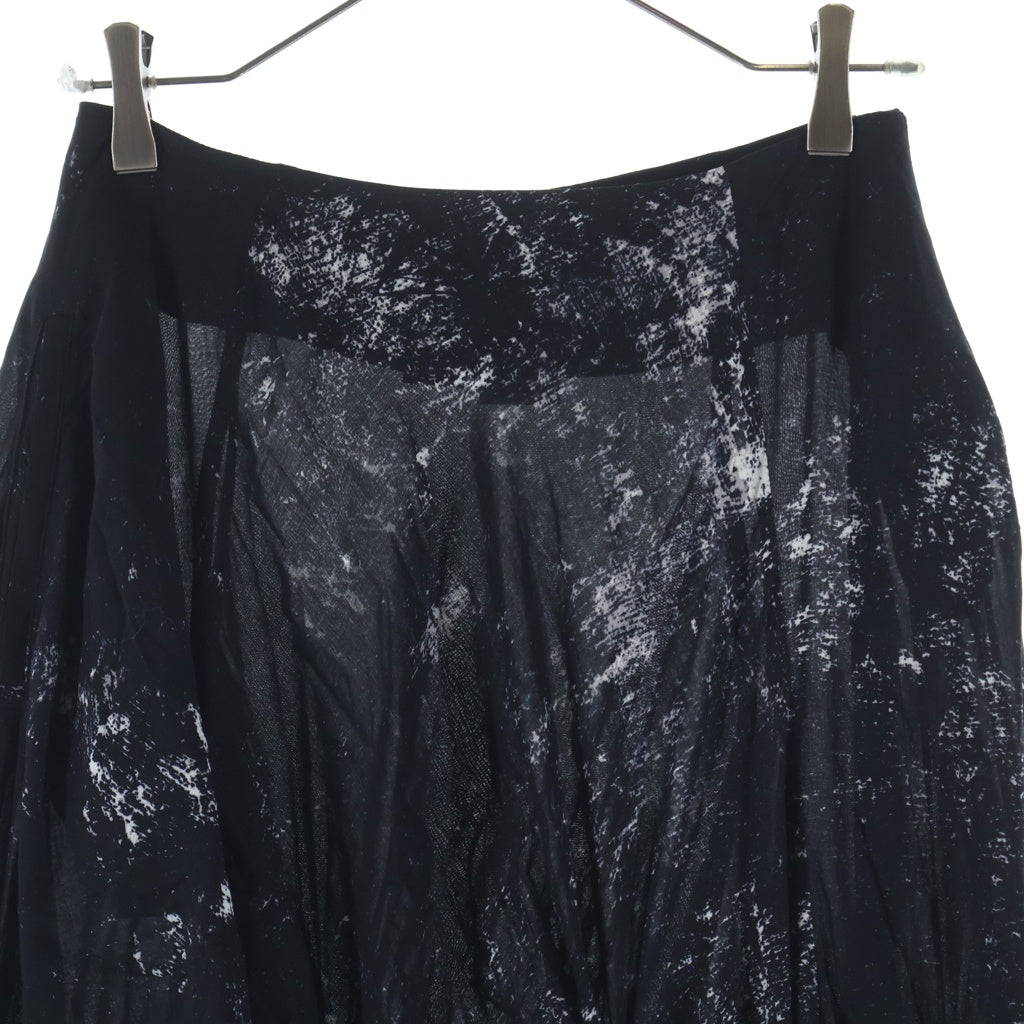 LIMI feu(リミフゥ) GALAXY PT GATHER SKIRT LK-S02-208 ギャラクシー プリント ロングスカート レディース ブラック