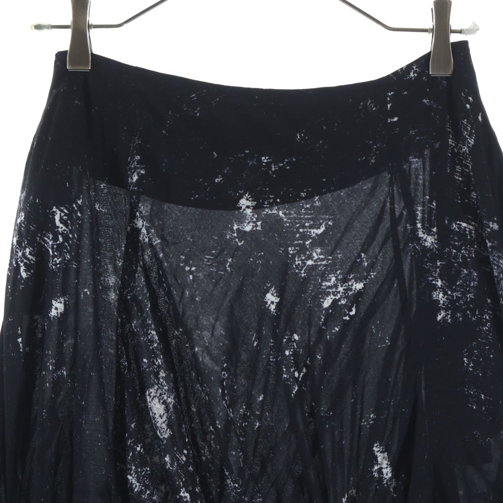 LIMI feu(リミフゥ) GALAXY PT GATHER SKIRT LK-S02-208 ギャラクシー プリント ロングスカート レディース ブラック