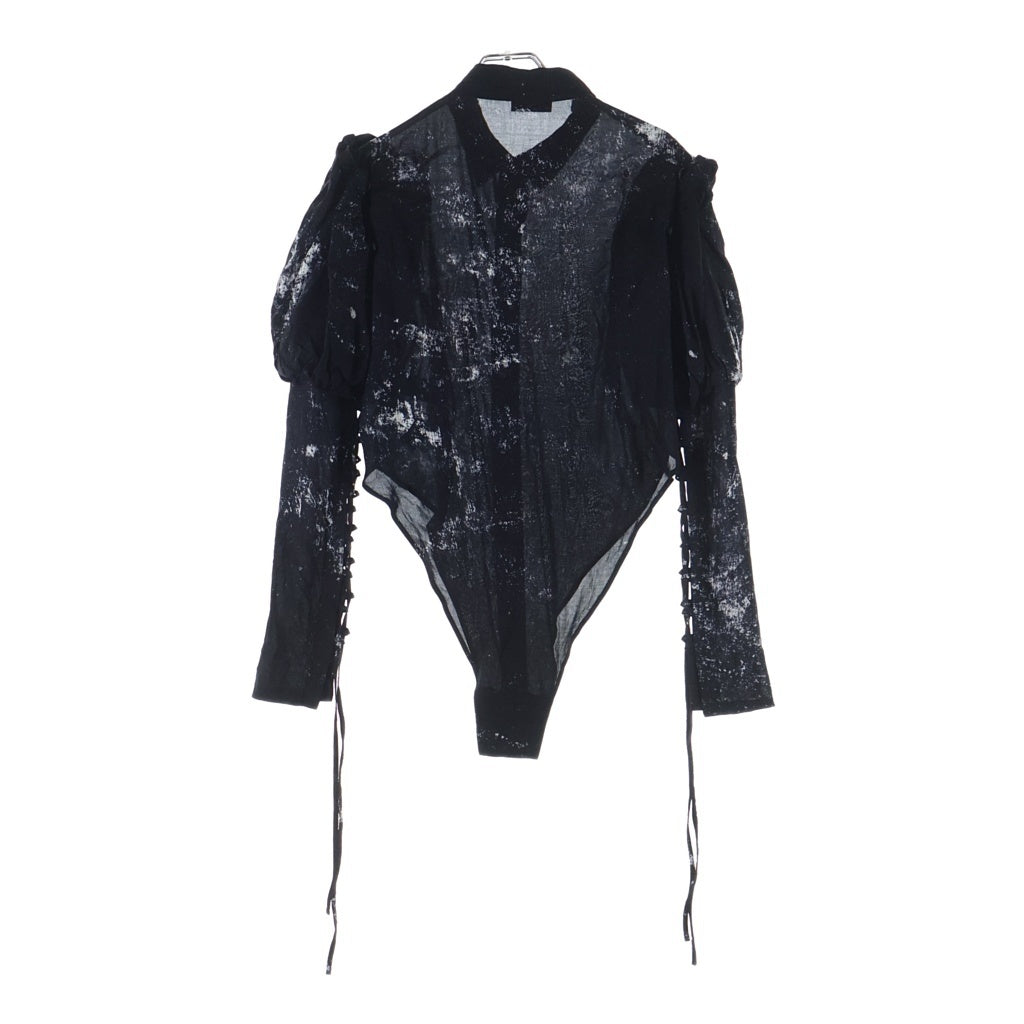 LIMI feu(リミフゥ) GALAXY PT LACE UP SLEEVE BLOUSE LK-B04-208 ギャラクシープリント レースアップ スリーブ ブラウス レディース ブラック