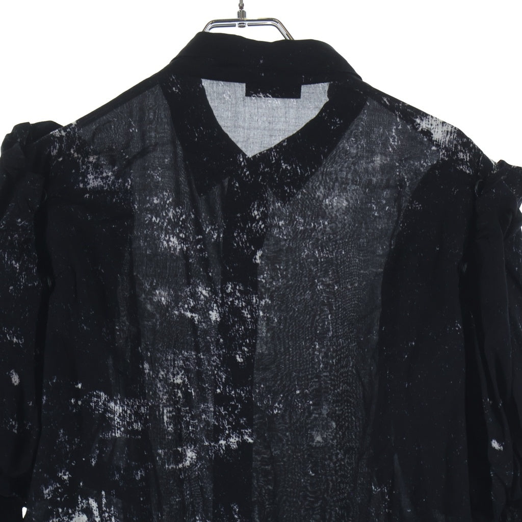 LIMI feu(リミフゥ) GALAXY PT LACE UP SLEEVE BLOUSE LK-B04-208 ギャラクシープリント レースアップ スリーブ ブラウス レディース ブラック