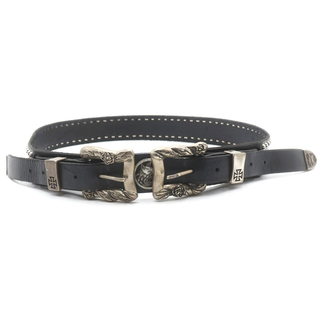 ENFANTS RICHES DEPRIMES(アンファンリッシュデプリメ) STUDDED ROSE BELT スタッズ ローズバックル レザーベルト ブラック