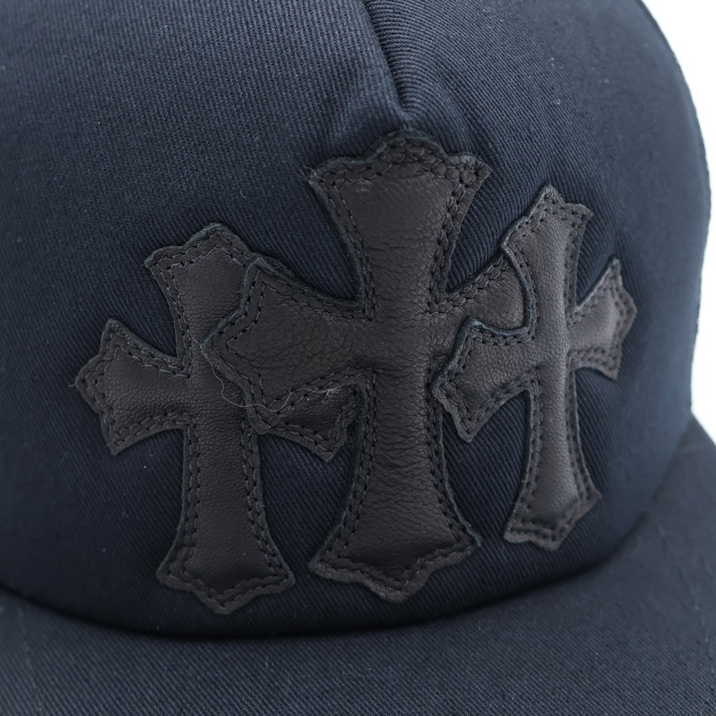 CHROME HEARTS(クロムハーツ) TRUCKER CAP トラッカーキャップ 3セメタリークロス レザーパッチ 帽子 ブラック