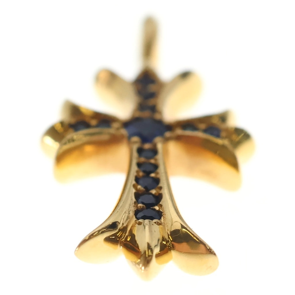 CHROME HEARTS(クロムハーツ) 22K TNY CRSF P/SAP タイニーファットクロス PAVEサファイア ペンダントトップ ゴールド