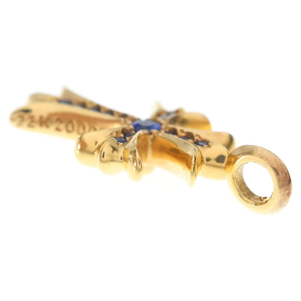 CHROME HEARTS(クロムハーツ) 22K TNY CRSF P/SAP タイニーファットクロス PAVEサファイア ペンダントトップ ゴールド