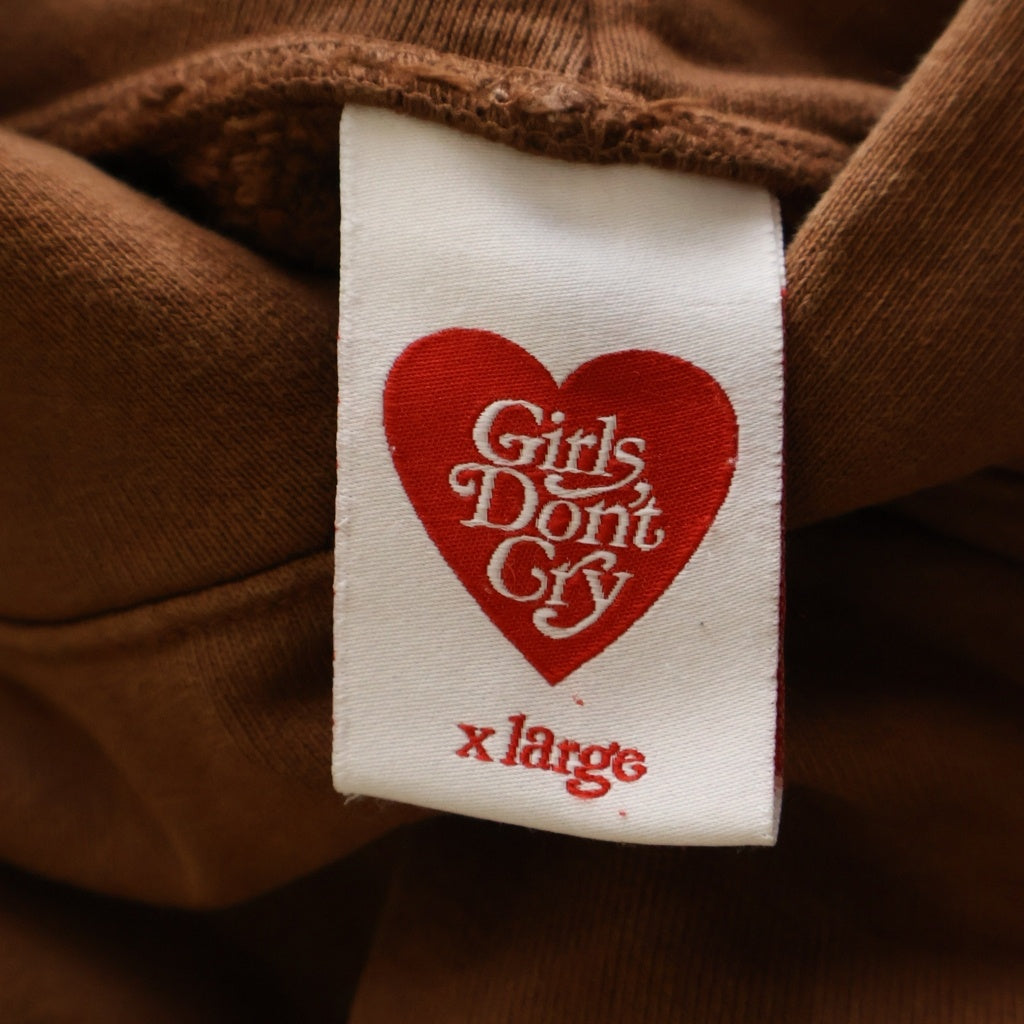 Girls Don't Cry(ガールズドントクライ) LOGO HOODIE プルオーバー パーカー ブラウン