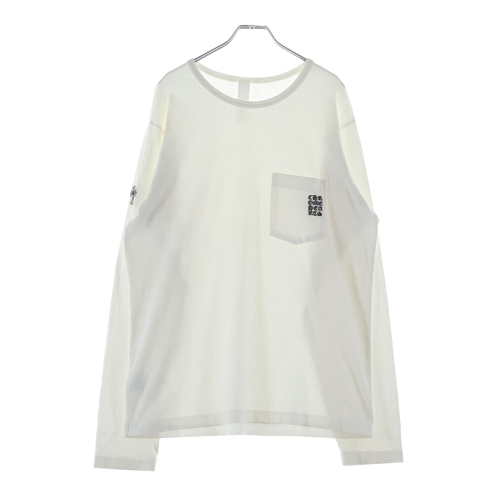 CHROME HEARTS(クロムハーツ) Grp Y Not Light Work Long Sleeve Tee ワイノット ライトワーク ロゴ刺繍 ロングスリーブTシャツ 長袖カットソー ホワイト
