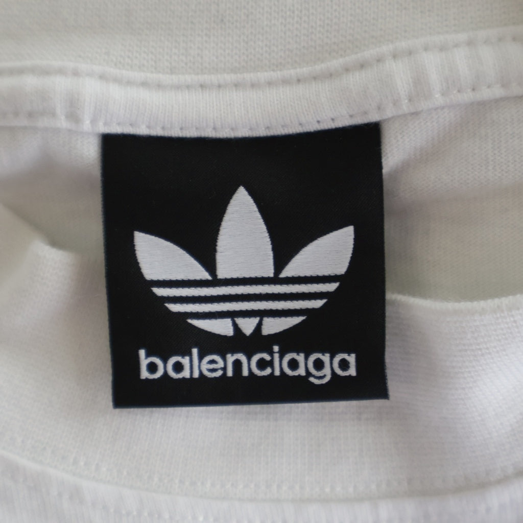 BALENCIAGA(バレンシアガ) 23SS ×adidas アディダス ロゴ刺繍 クルーネック 半袖Tシャツ 723976 TNVN8 ホワイト