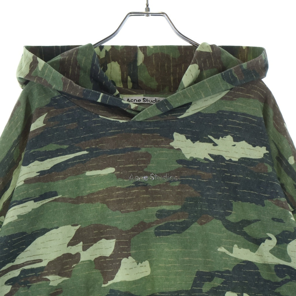 Acne Studios(アクネ ストゥディオズ) CAMOUFLAGE HOODIE SWEATSHIRT BI0195 カモフラージュ ロゴラインストーン パーカー グリーン