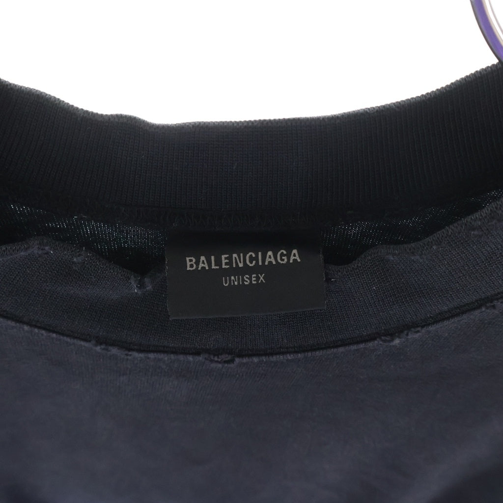 BALENCIAGA(バレンシアガ) 24SS PARIS MOON Double Front 791615 TQVY2 USED加工 パリ ムーン オーバーサイズ半袖Tシャツ カットソー ブラック