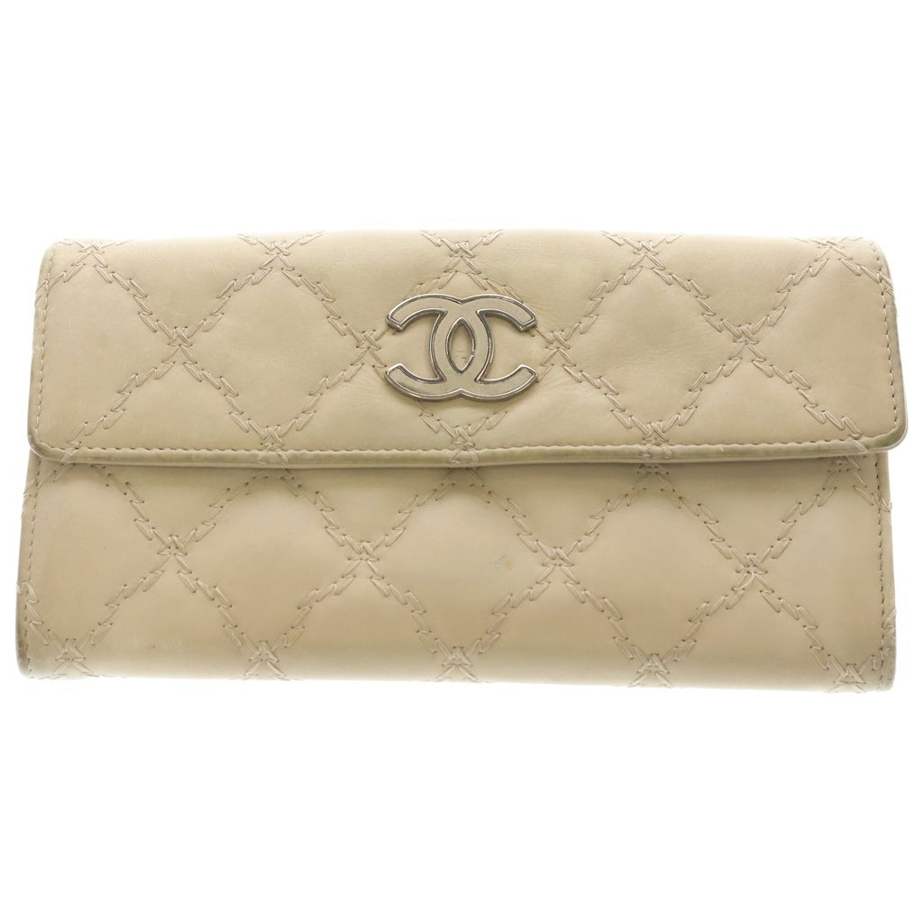CHANEL(シャネル) Quilting Wallet ココマーク ラムスキン キルティングレザーウォレット ベージュ レディース