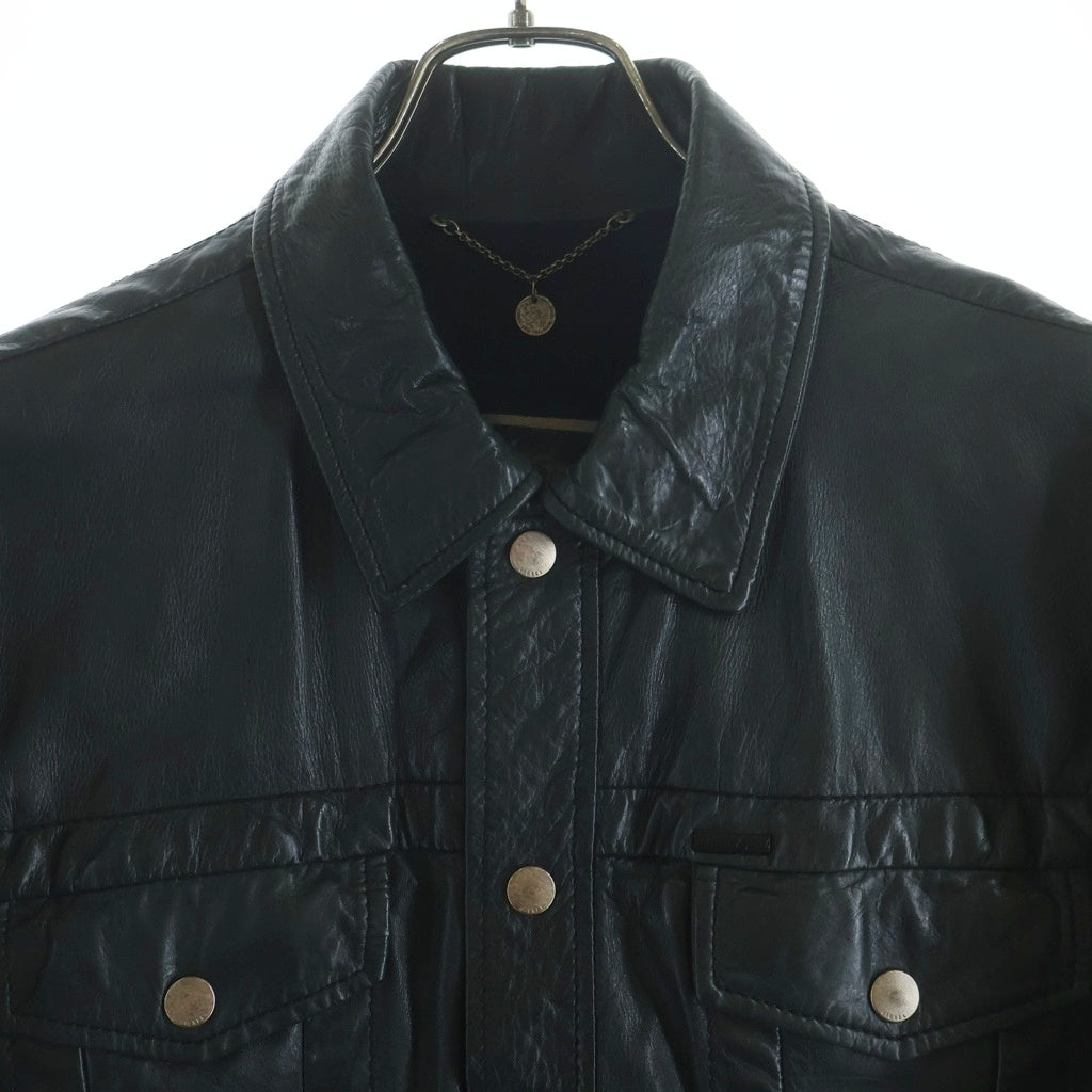 DIESEL(ディーゼル) MORE KAOS モア カオス シープスキンレザージャケット 裏地ロゴ ブラック