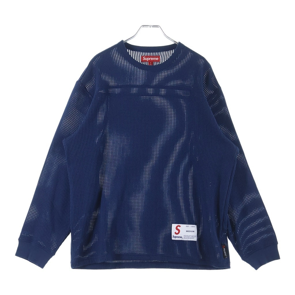 SUPREME(シュプリーム) 25SS Polartec Mesh L/S Football Top Navy ポーラテック メッシュ フットボールシャツ 長袖Tシャツ ネイビー