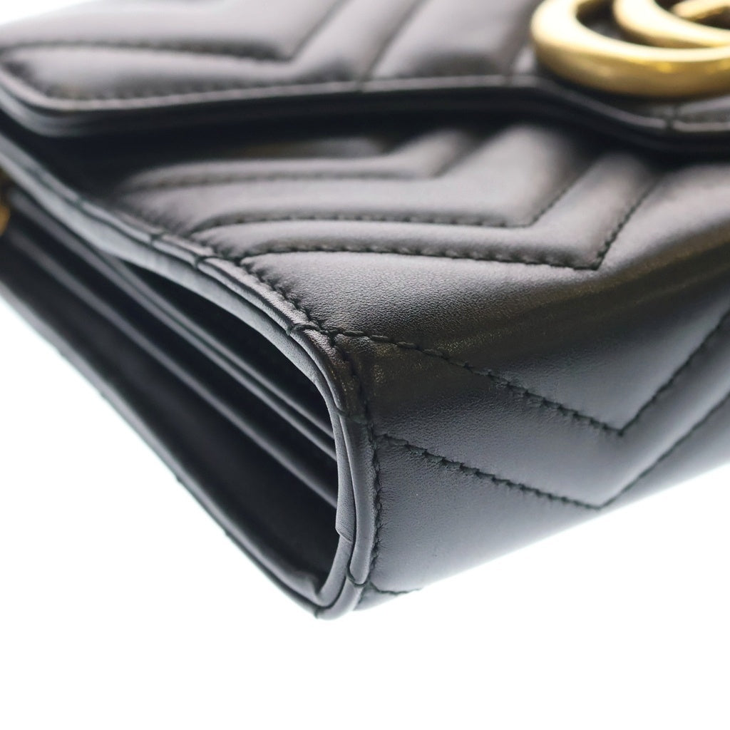 GUCCI(グッチ) GG Marmont Quilting Chain Wallet GGマーモント キルティング チェーンウォレット ショルダーバッグ ブラック 474575 レディース