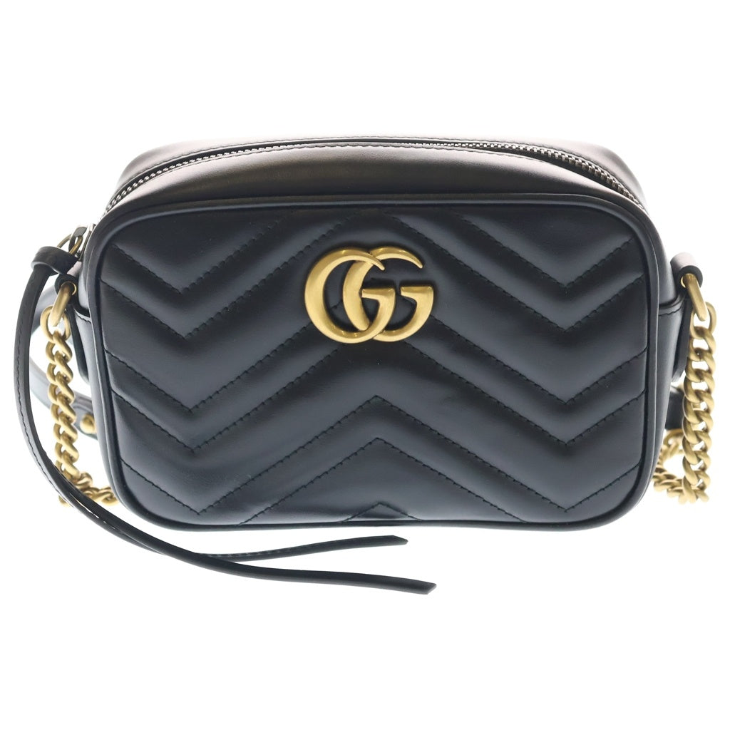 GUCCI(グッチ) GG Marmont Quilting Shoulder Bag GGマーモント キルティング レザーショルダーバッグ ブラック 448065 レディース