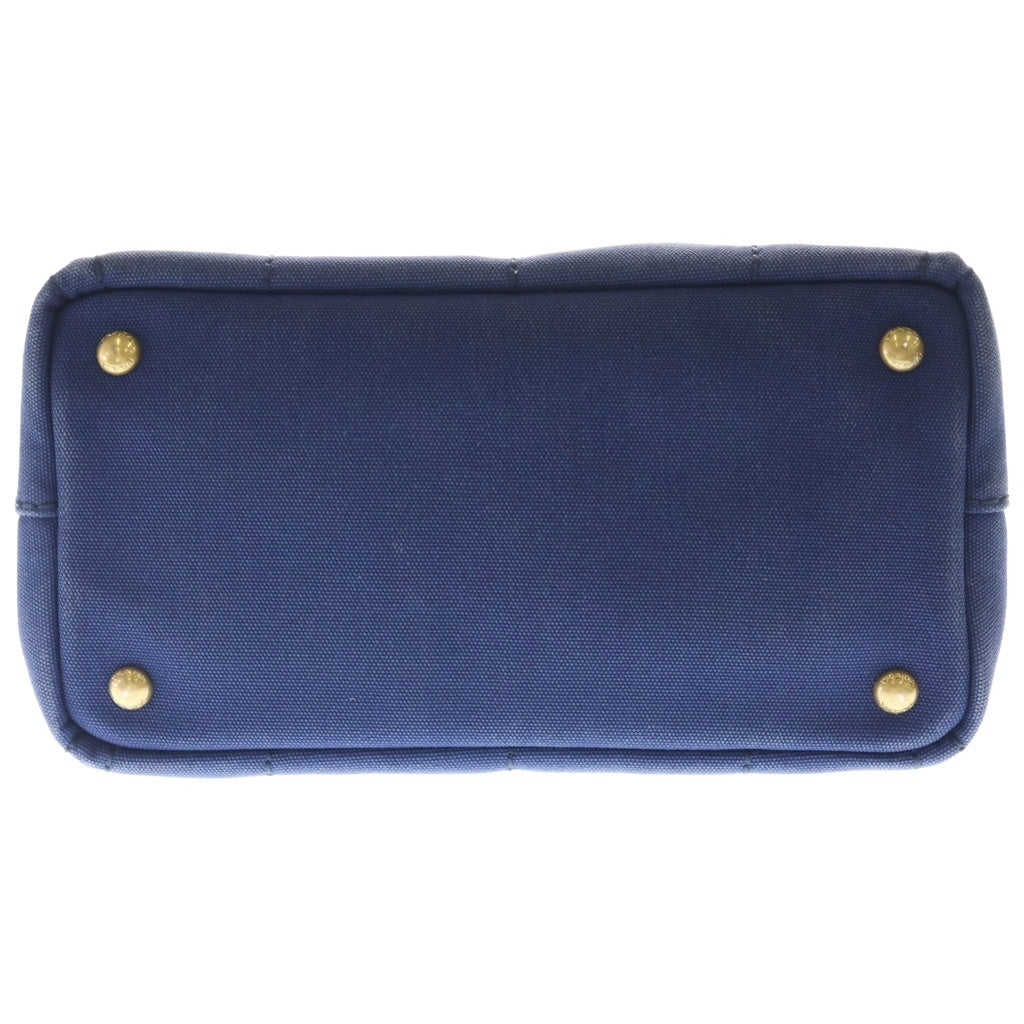 PRADA(プラダ) Canapa カナパ トライアングルロゴ キャンバスハンドバッグ ショルダーバッグ ネイビー 1BG439 レディース