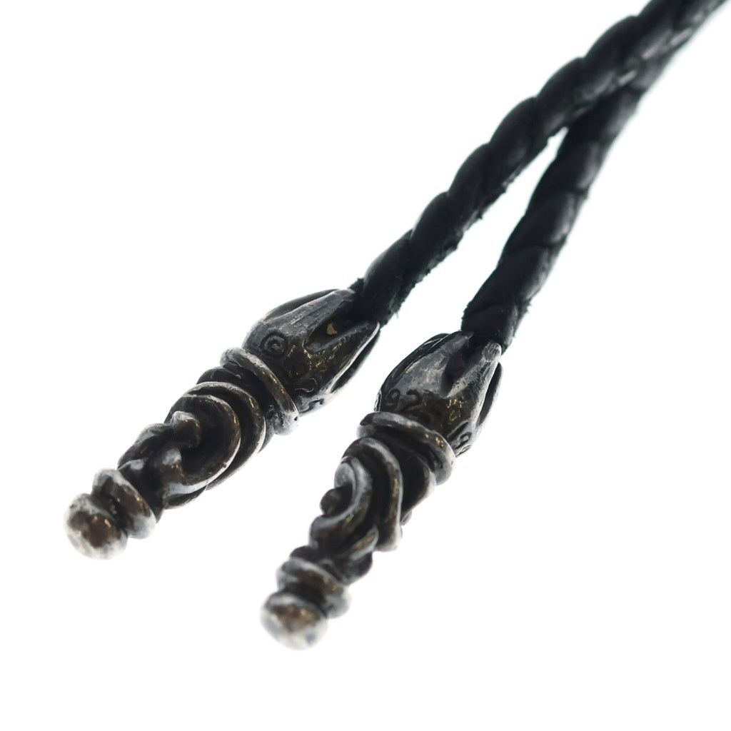 CHROME HEARTS(クロムハーツ) EATHER BRAID スクロールレザーブレード シルバーネックレス