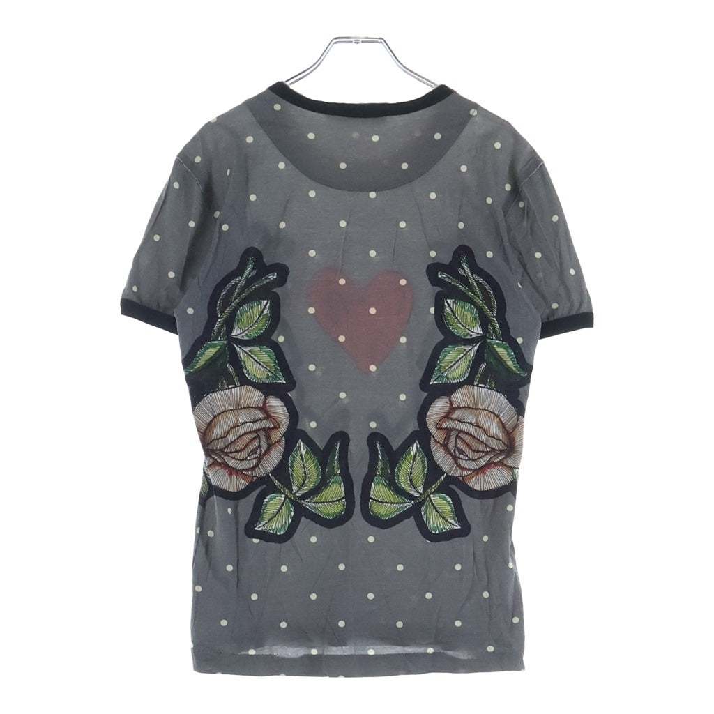 DOLCE & GABBANA(ドルチェアンドガッバーナ) Cotton Jersey Flower And Pois Print T-shirt 半袖Tシャツ グレー G8GJ0T FP7MA レディース