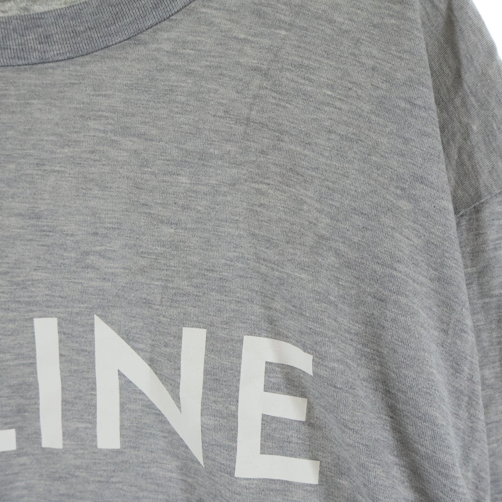 CELINE(セリーヌ) Cropped T-Shirt ロゴプリント クロップド 半袖Tシャツ グレー レディース 2X761671Q