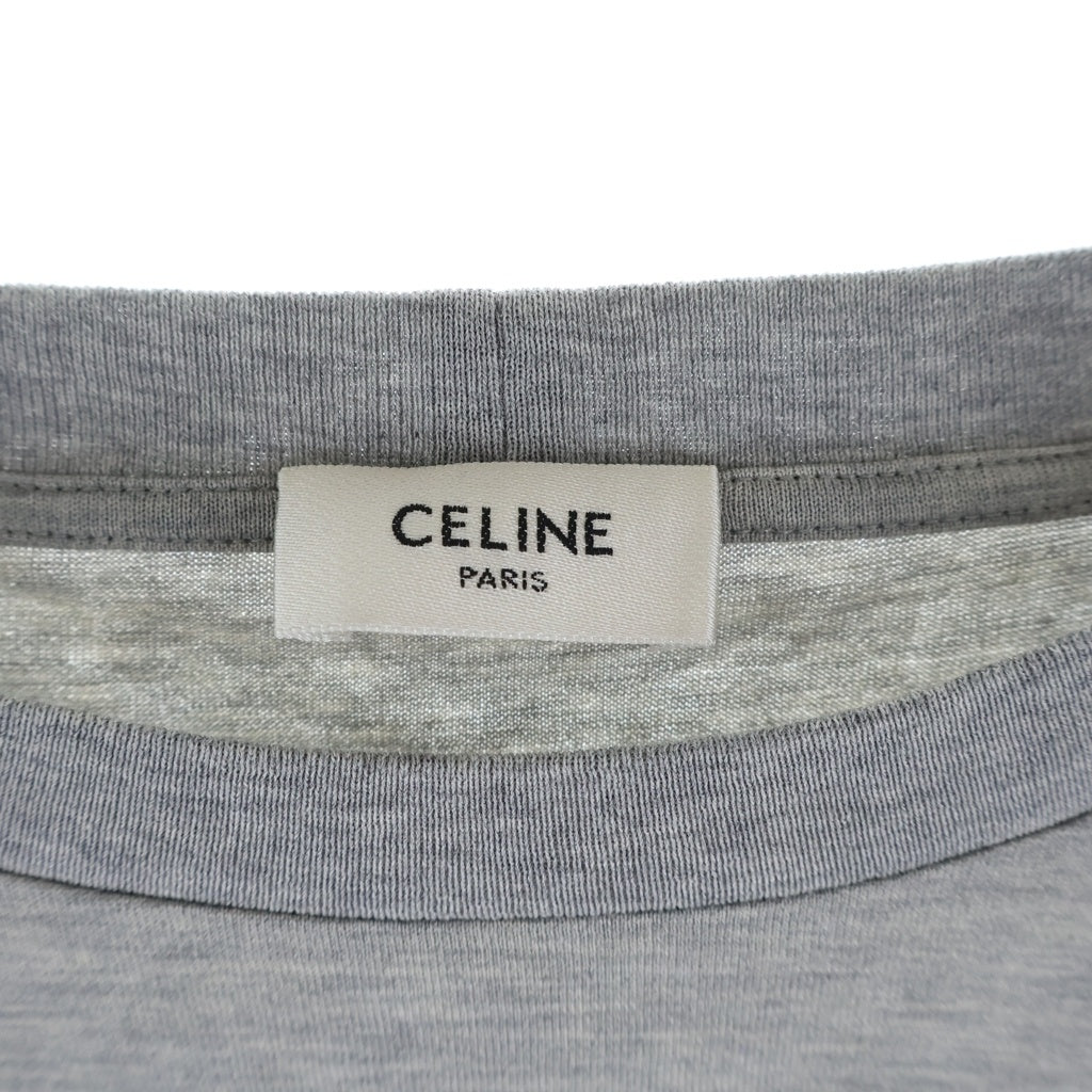 CELINE(セリーヌ) Cropped T-Shirt ロゴプリント クロップド 半袖Tシャツ グレー レディース 2X761671Q