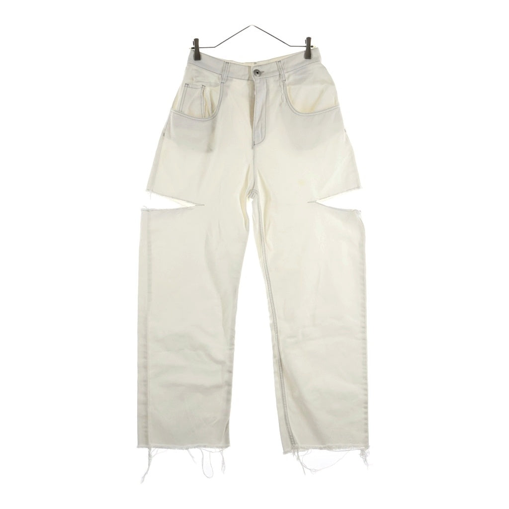 Maison Margiela(メゾンマルジェラ) 20AW Slash Denim Pants スラッシュディティール ダメージ加工 デニムパンツ ホワイト レディース S51LA0106