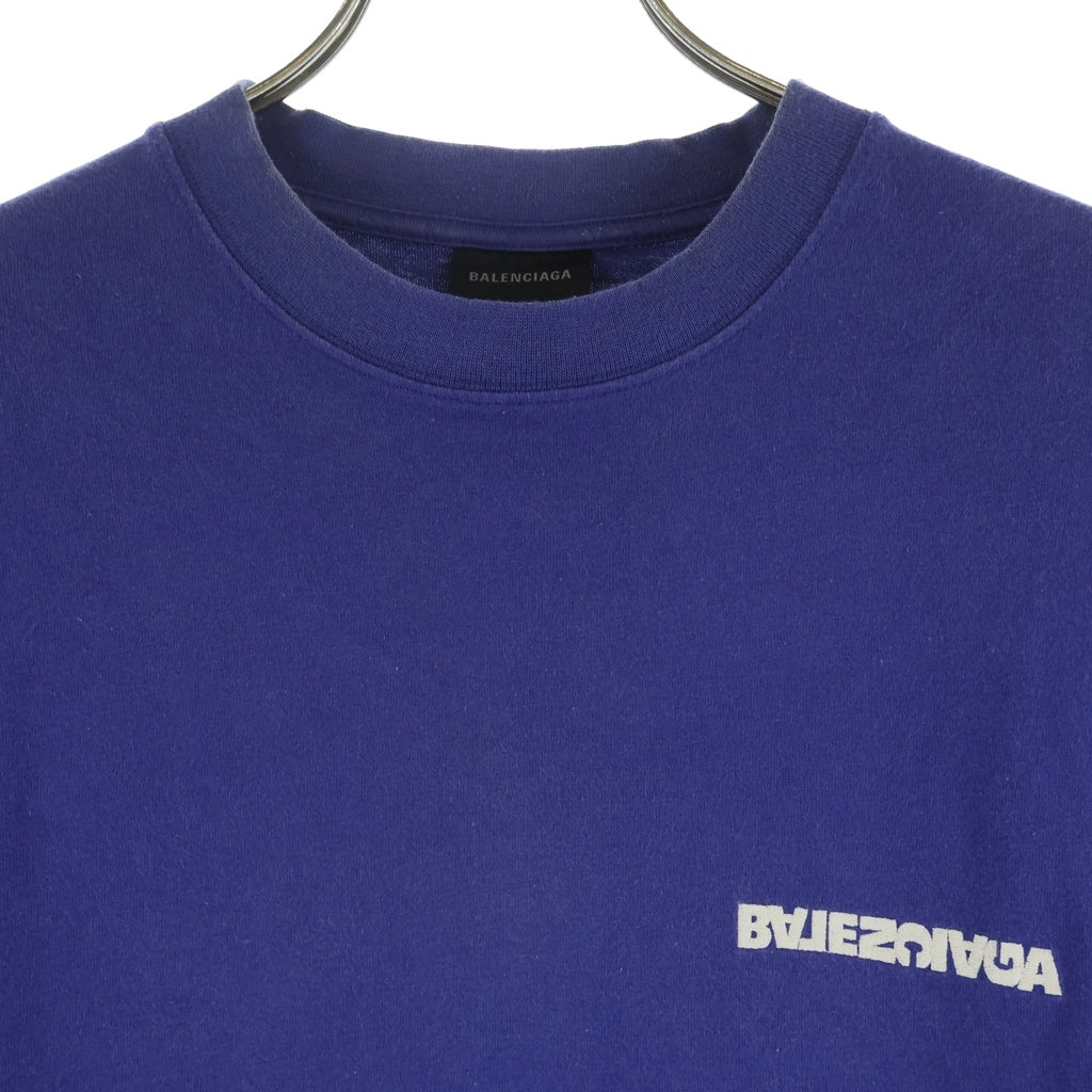 BALENCIAGA(バレンシアガ) Turning Logo T-Shirt ロゴ刺繍 半袖Tシャツ ネイビー 612966 TLVB3