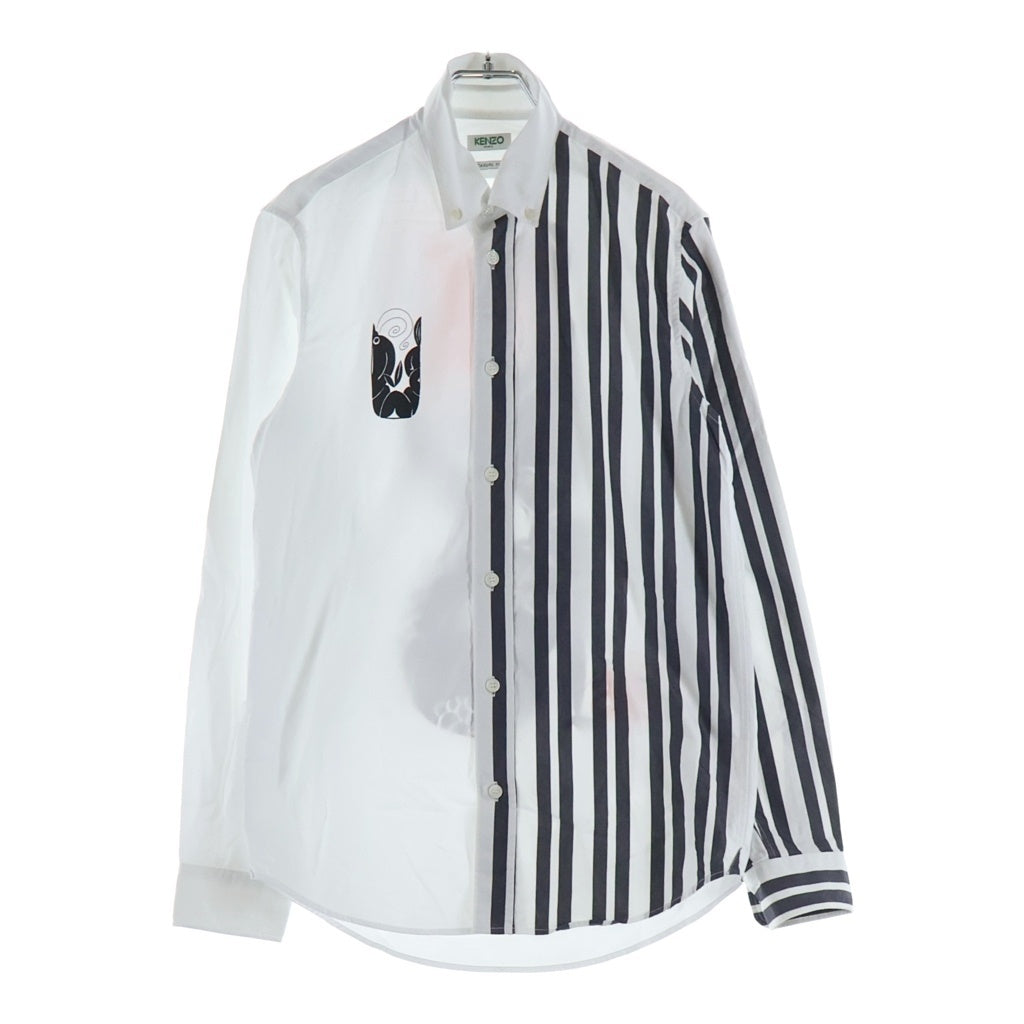 KENZO(ケンゾー) Striped Graphic Print Cotton Shirt ストライプ長袖シャツ ホワイト FA55CH4141LB
