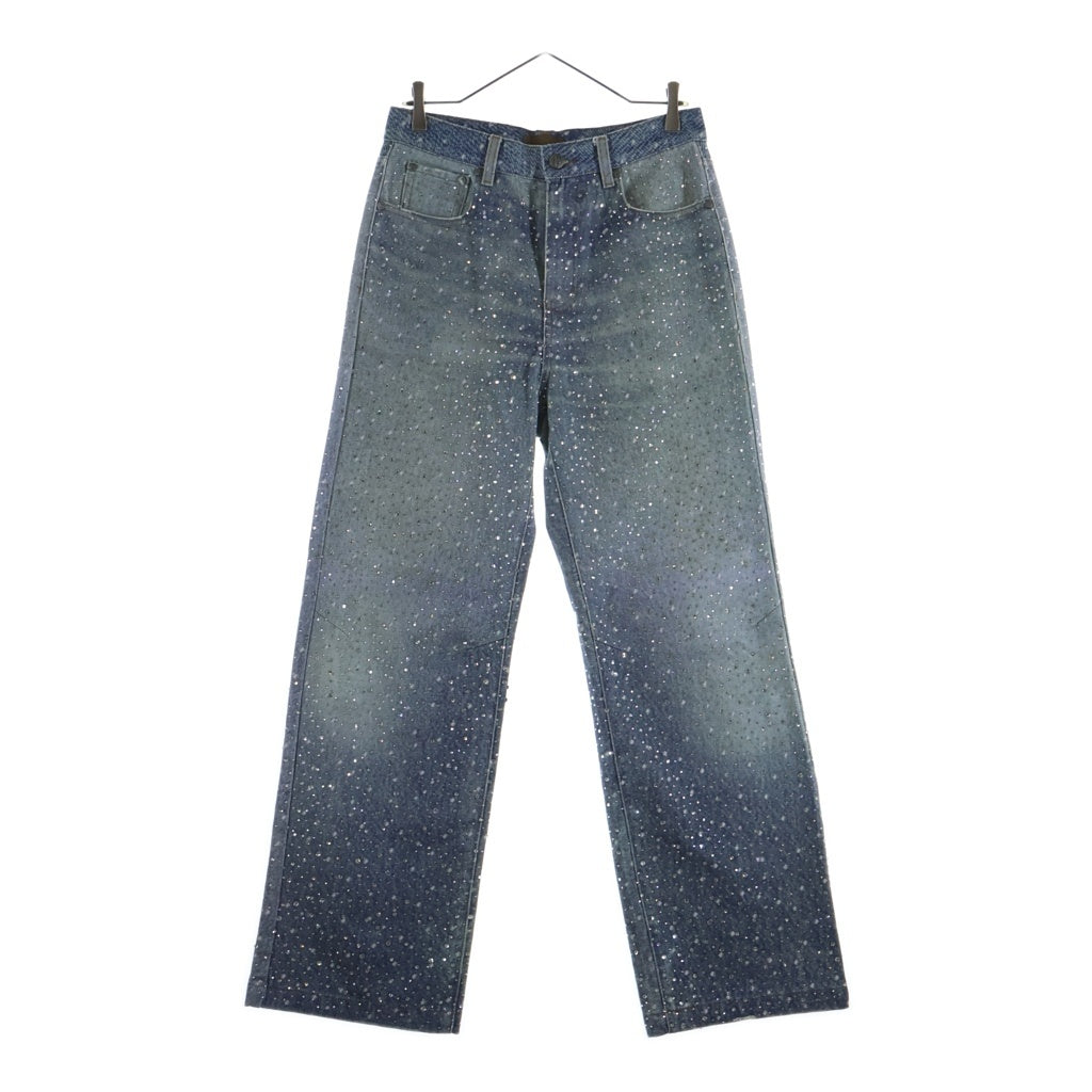 BIRTH OF ROYAL CHILD(バースオブロイヤルチャイルド) 3D Printing Washed 20k Swarovski Diamond Boro Denim ダメージ加工 ラインストーン装飾 デニムパンツ インディゴ