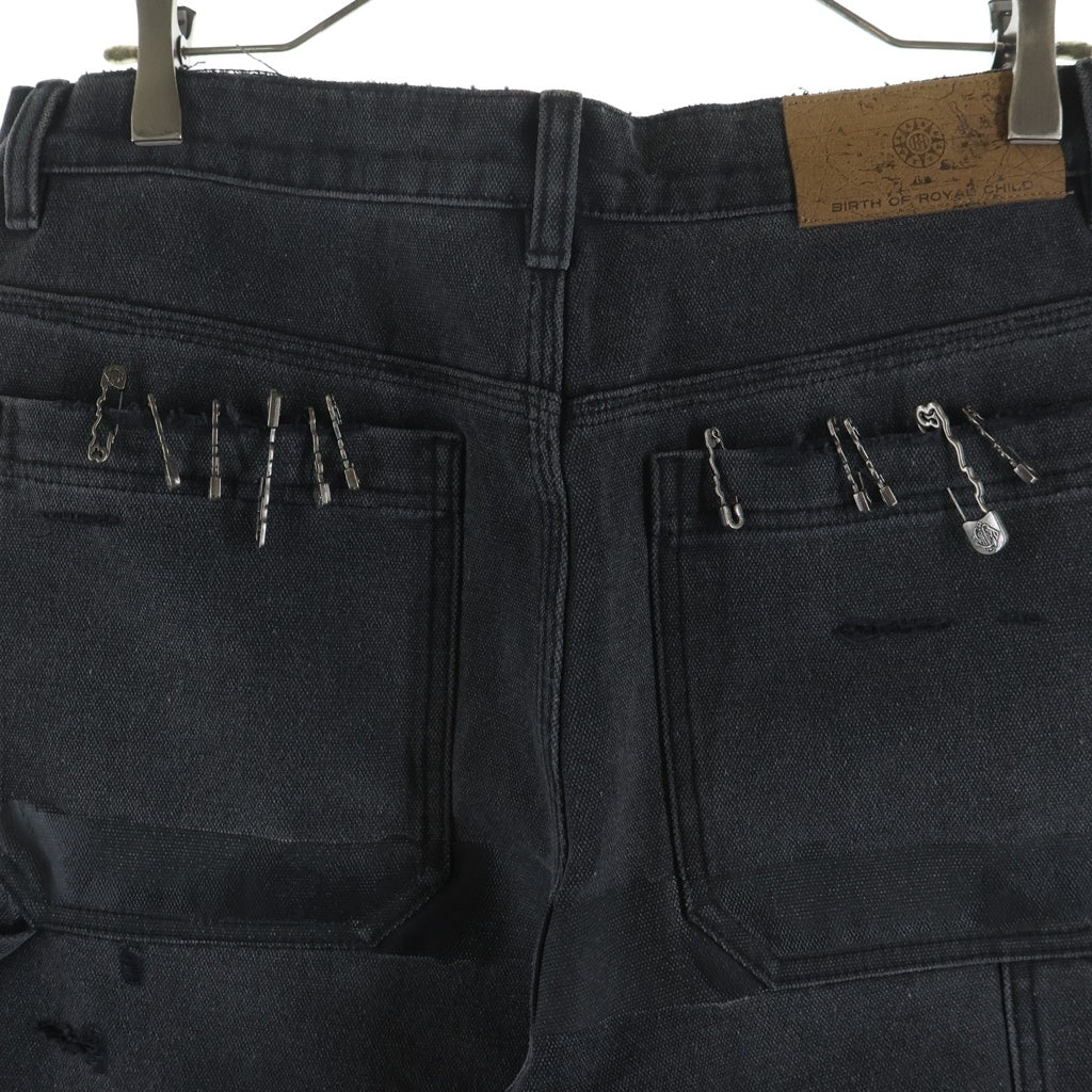 BIRTH OF ROYAL CHILD(バースオブロイヤルチャイルド) Vintage Pin Carpenter Pants ダメージ加工 ピンズ カーペンターパンツ ブラック