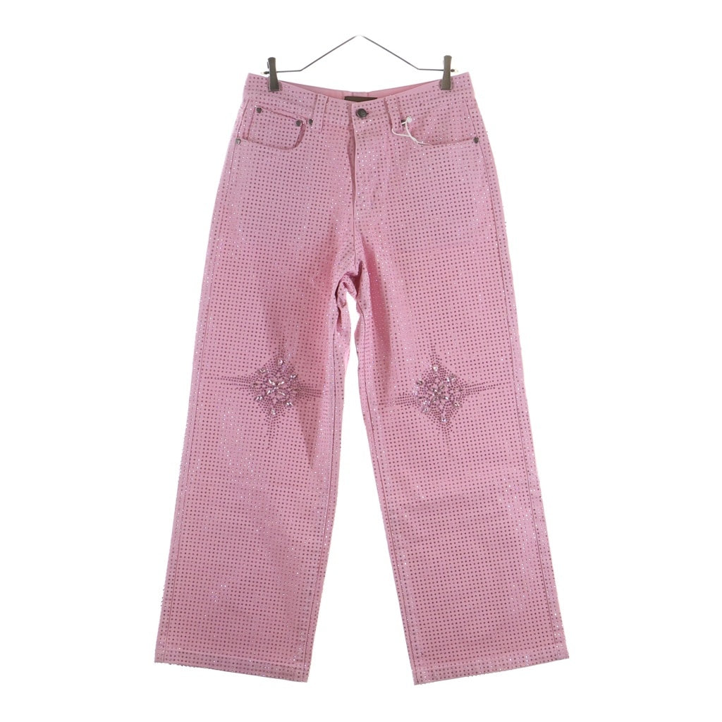 BIRTH OF ROYAL CHILD(バースオブロイヤルチャイルド) 20K Stellar Diamond Jeans Pink ダメージ加工 ラインストーン装飾 デニムパンツ ピンク