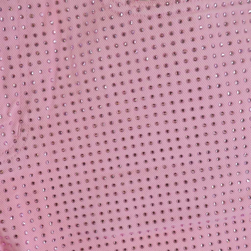BIRTH OF ROYAL CHILD(バースオブロイヤルチャイルド) 20K Stellar Diamond Jeans Pink ダメージ加工 ラインストーン装飾 デニムパンツ ピンク
