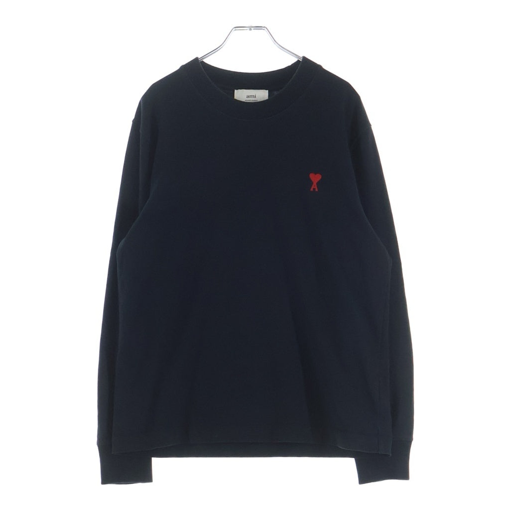 AMI Alexandre Mattiussi(アミアレクサンドルマテュッシ) L/S T-Shirt ハートロゴ刺繍 長袖Tシャツ ロンT ブラック E22UTS200.701