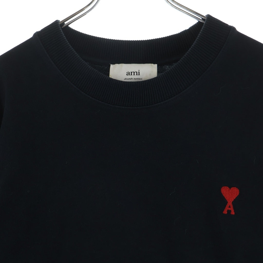 AMI Alexandre Mattiussi(アミアレクサンドルマテュッシ) L/S T-Shirt ハートロゴ刺繍 長袖Tシャツ ロンT ブラック E22UTS200.701