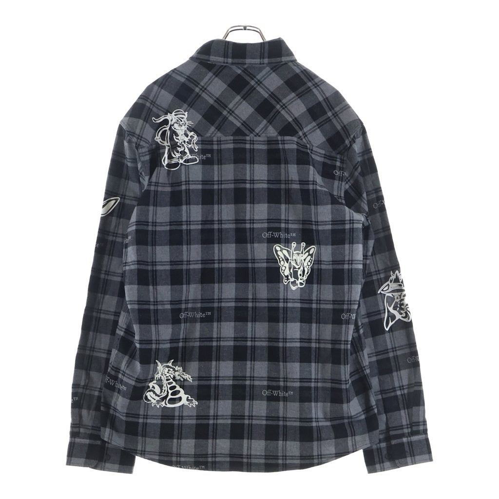 OFF-WHITE(オフホワイト) 24AW Character Check Flannel Shirt 長袖チェックシャツ ネルシャツ グレー OMGE030F24FAB001
