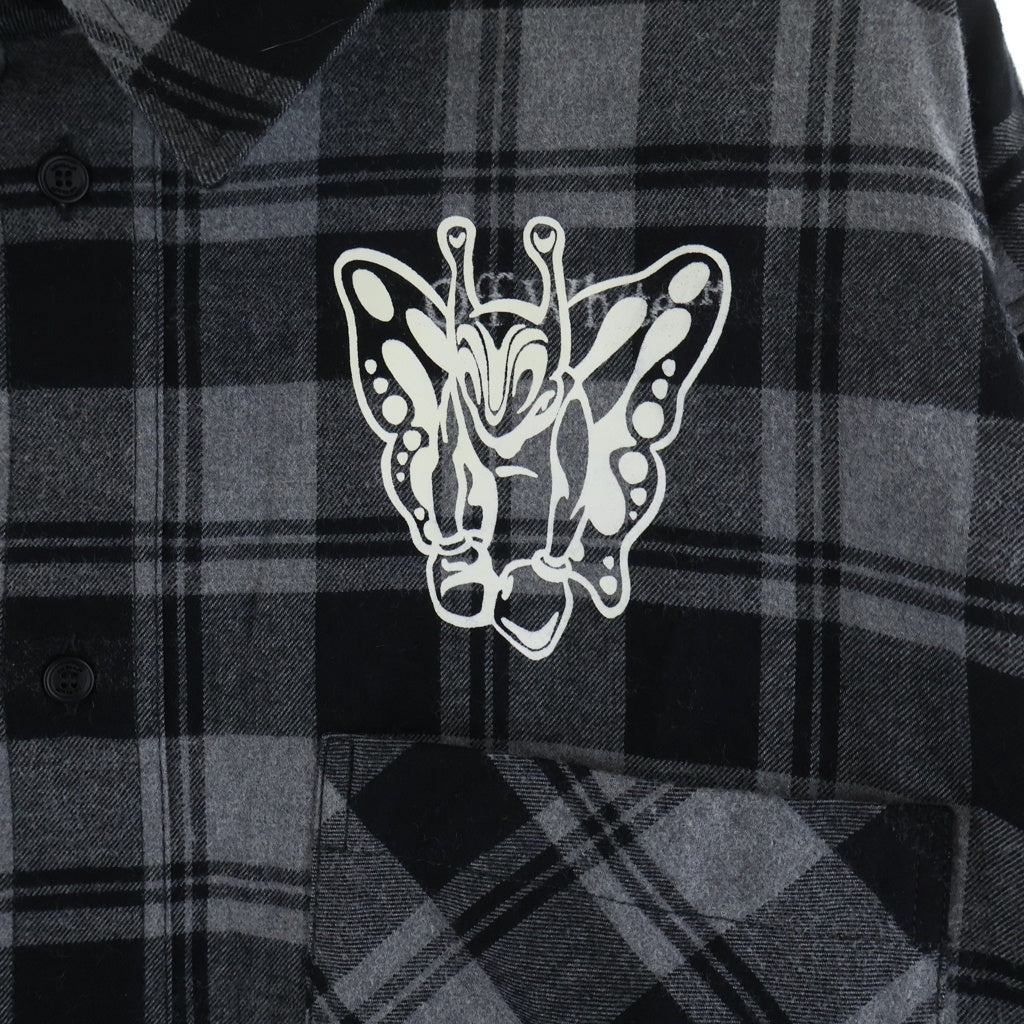 OFF-WHITE(オフホワイト) 24AW Character Check Flannel Shirt 長袖チェックシャツ ネルシャツ グレー OMGE030F24FAB001