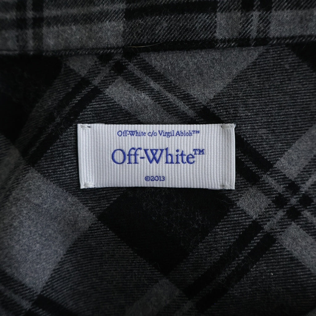 OFF-WHITE(オフホワイト) 24AW Character Check Flannel Shirt 長袖チェックシャツ ネルシャツ グレー OMGE030F24FAB001